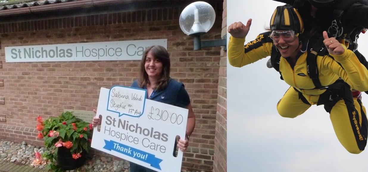 Sabrina takes the plunge for Hospice with a sponsored Skydive