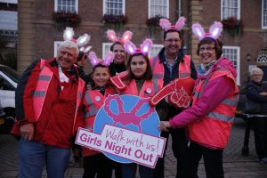 Volunteers on Angel Hill at Girls Night Out