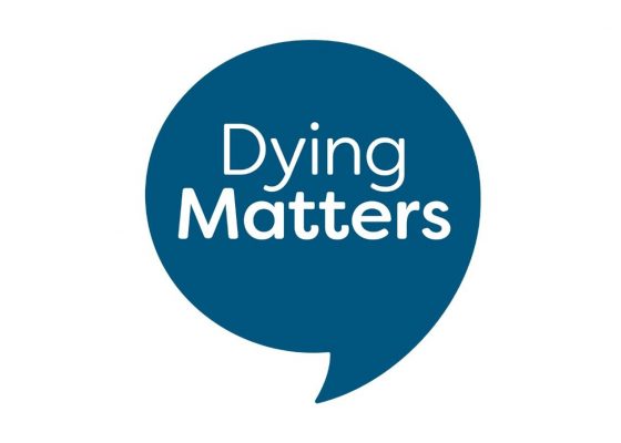 blue speech bubble saying dying matters