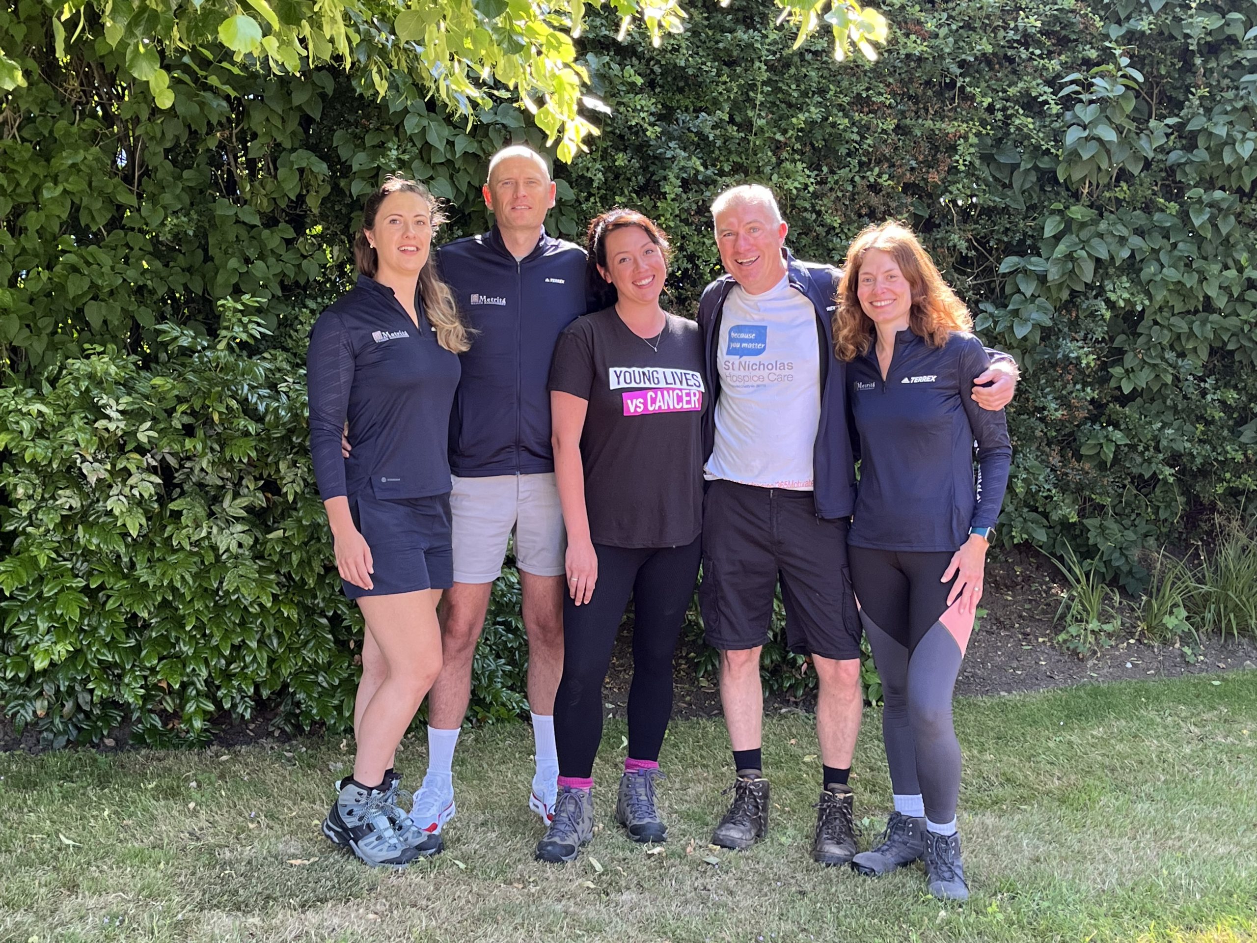 (Left to right) The team from Metrita Wealth Management Lucinda Nurse, Lee Johnson, Emma Bryant, Andrew Ross and Charlotte MacDonald, who will be tackling the Yorkshire Three Peaks to raise funds for St Nicholas Hospice Care and another charity.