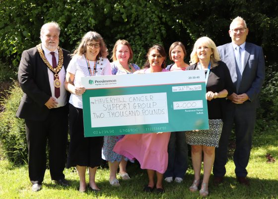 Suffolk homebuilder supports Haverhill Cancer Support Group