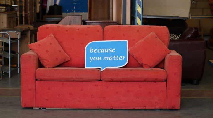 Sofa with Because You Matter sign