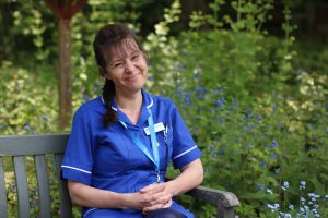 hospice nurse in garden