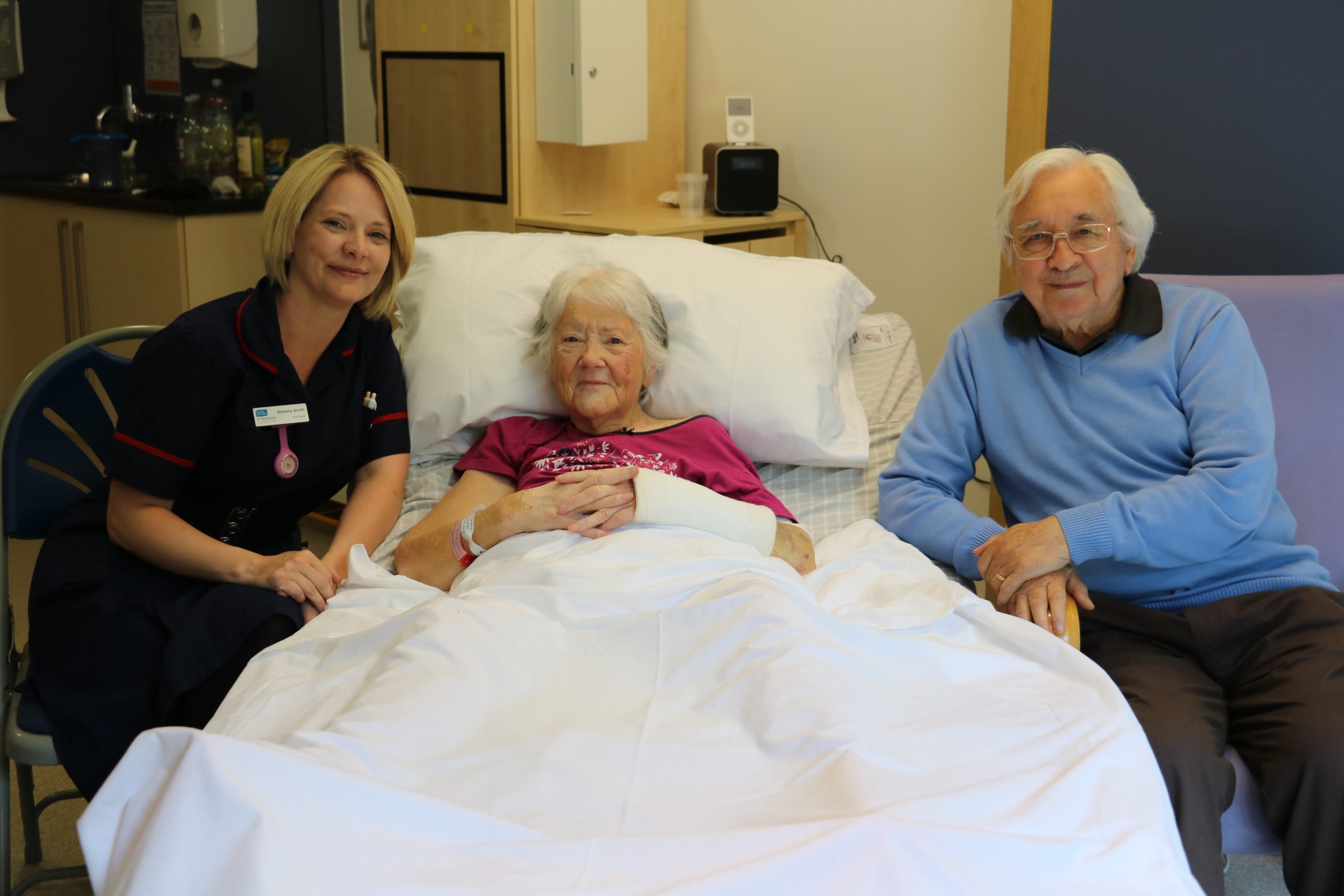 Sylvan Ward Sister Natasha alongside patient Hannah and her husband Alex