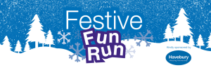 festive fun run logo - white festive trees and snow