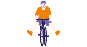 Illustration of a cyclist taking part in St Nic's Cycle Ride.