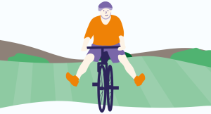 Illustration of cyclist on a scenic route for St Nic's Cycle Ride.