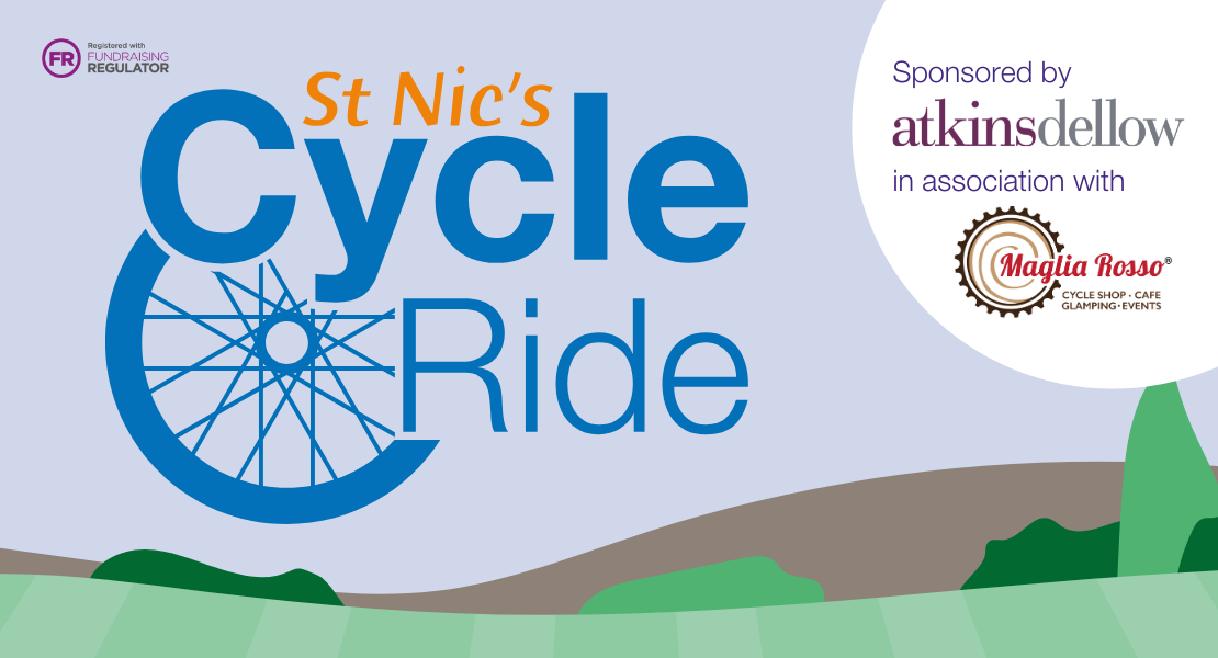 Banner illustrating St Nic's Cycle Ride logo, sponsor and event partner logos