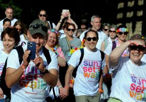 Smiling Sunset Walk participants