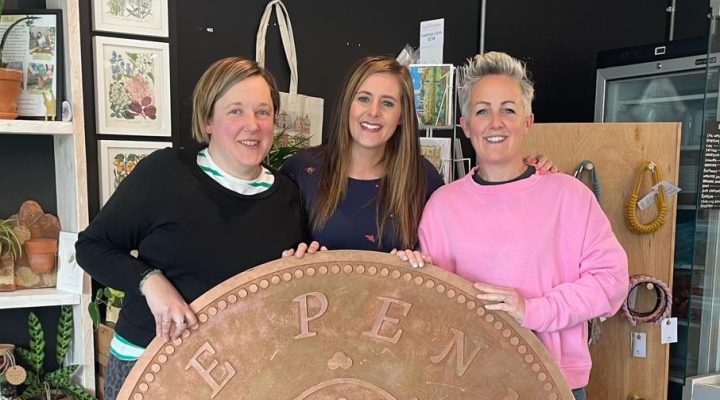 (left to right) Lucy Newell, Abby Mayes and Jessica Darnell celebrate after The Coffee House raises another £1,250 for St Nicholas Hospice Care