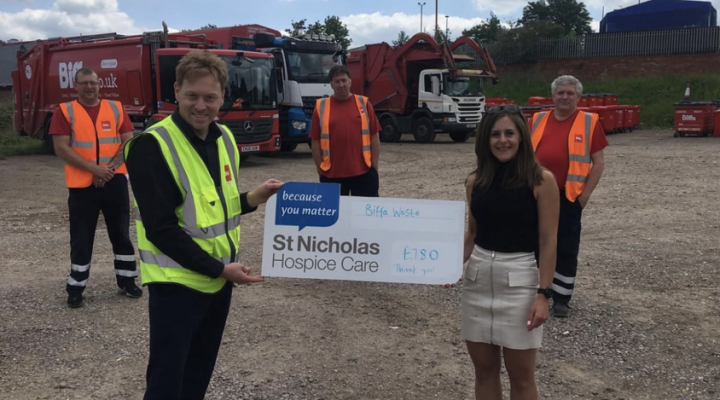 Biffa Waste staff presenting a cheque to the Hospice's Corporate Fundraiser